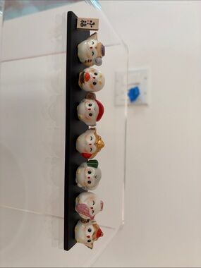 Japanese Set of 7 Mini Ceramic Maneki Neko (Lucky Cat) Figurines - Multicolor